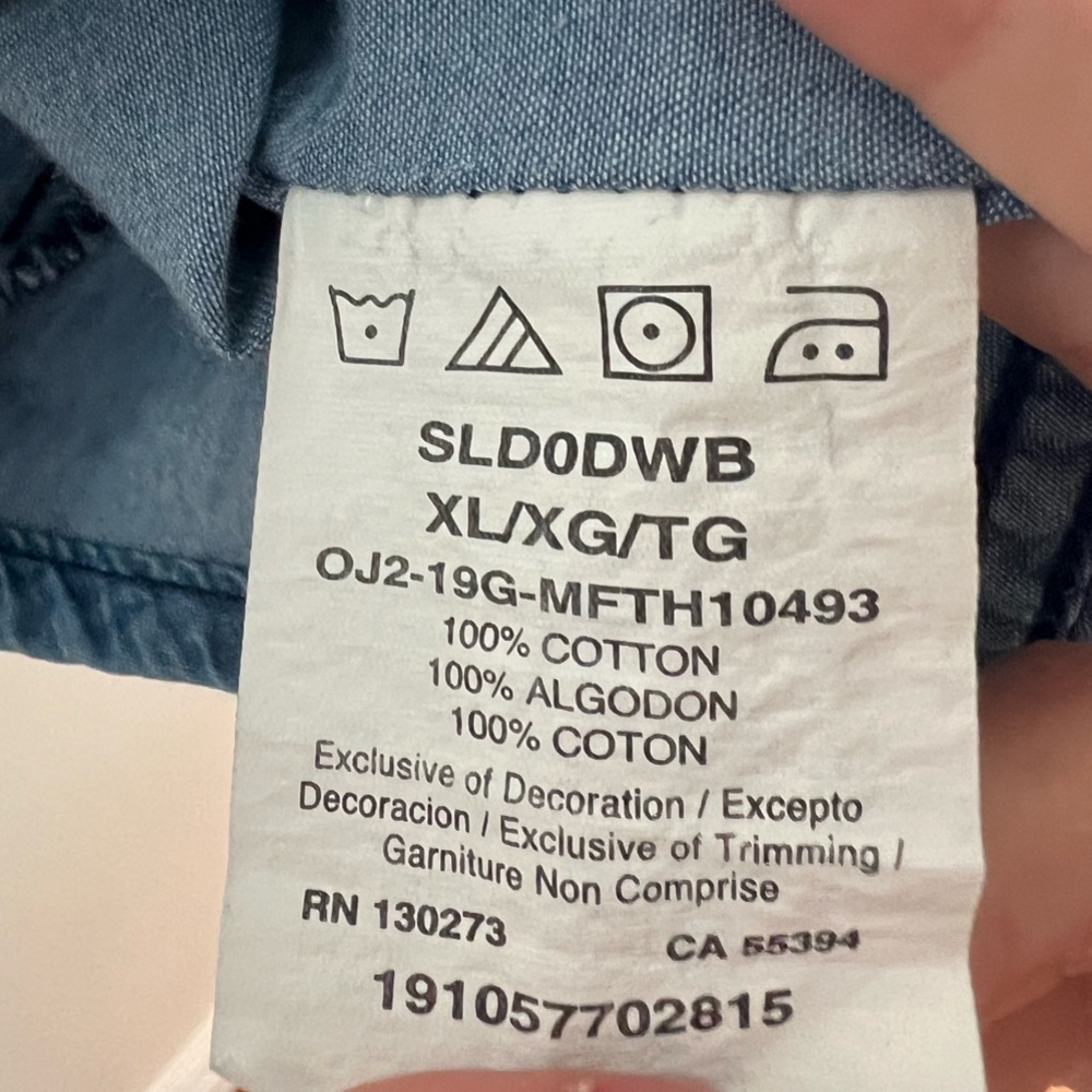 Riders by Lee Button Down Long Sleeve Shirt, Size XL, Blue Denim Color - Picture 8 of 8